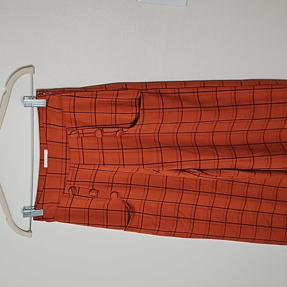 Unique vintage orange plaid wide leg pants Size XS - Picture 3 of 11